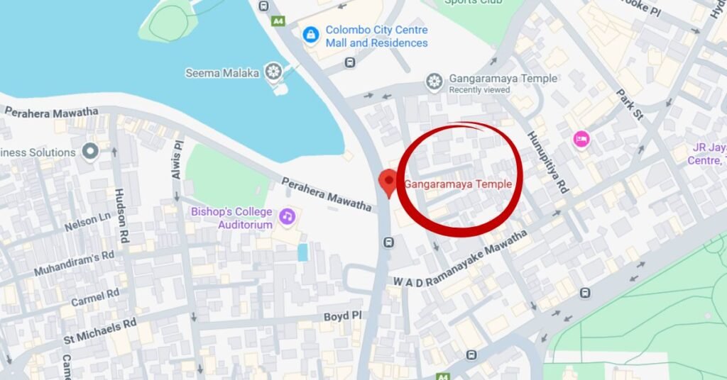 Map of Gangaramaya Temple