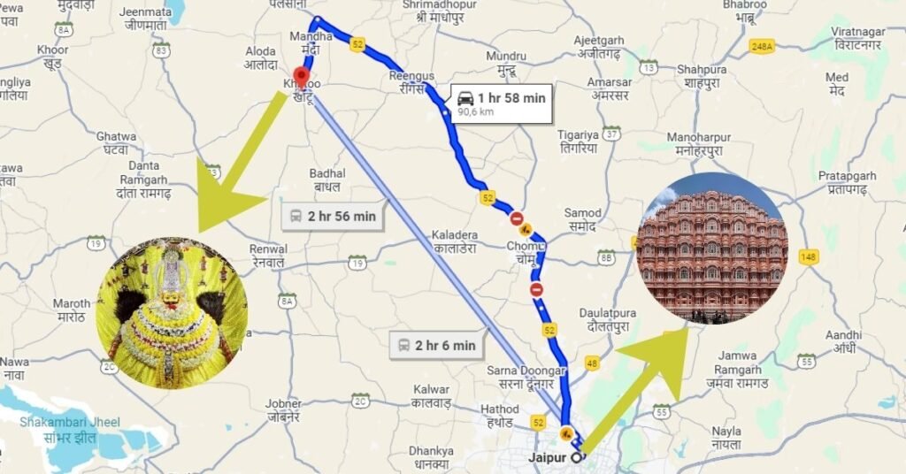 jaipur to khatu shyam distance