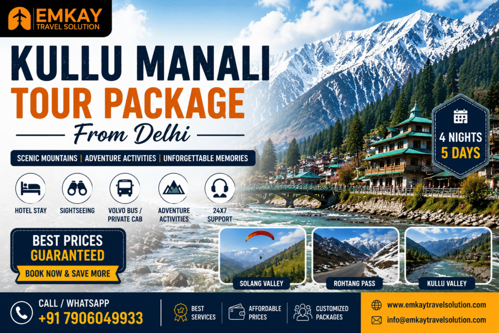 Kullu Manali Tour Package from Delhi – Price, Itinerary & Booking Guide 2026